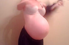 Sexy pregnant dwarf milking her tits befor the real flow