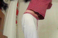 Busty saggy milf before after shower on