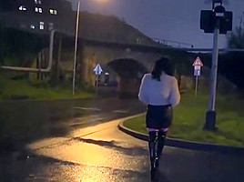 hot busty hooker rubs her hairy pussy