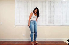 Sexy tall latina modeling jeans bikinis