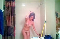 Blonde girlfriend during and after shower