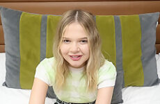 This POV casting video stars an 85 lb blonde teen amateur