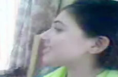 Adorable Pakistani wife kisses her fashionable spouse