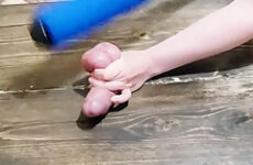 amateur girlfriend tenderizes my balls with ballbusting. bat & paddle