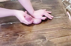 amateur girlfriend gives ballbusting handjob with cumshot. Squeezed grapes