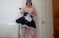 Sexy Brunette Wife In French Maid Uniform Dancing Striptease