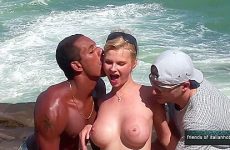 Beautiful Threesome Sex With Double Penetration On The Cliff By The Sea