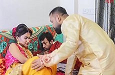 Newly Married Wife Fucked By Husband And Stepbrother In Law Together. A Hardcore Threesome