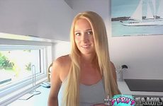 Petite Blonde Stepmom Fucks You In The Kitchen To Keep Her Secret