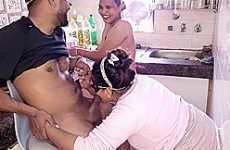 Hot And Sexy Stepsister Kajal And Promila Hardcore Fucking With Stepbrother In Kitchen